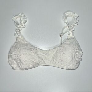 Hollister Eyelet Ruffle Bikini Top Swimwear Padded Tie Detail White Sz X-Small